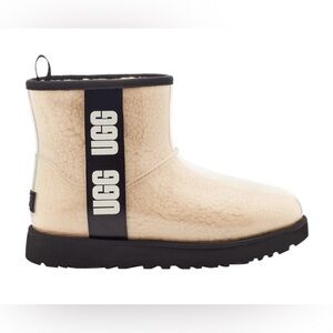 UGG Classic Clear Mini Sherpa Waterproof Boots Cream Black Logo 9 US 40 EU